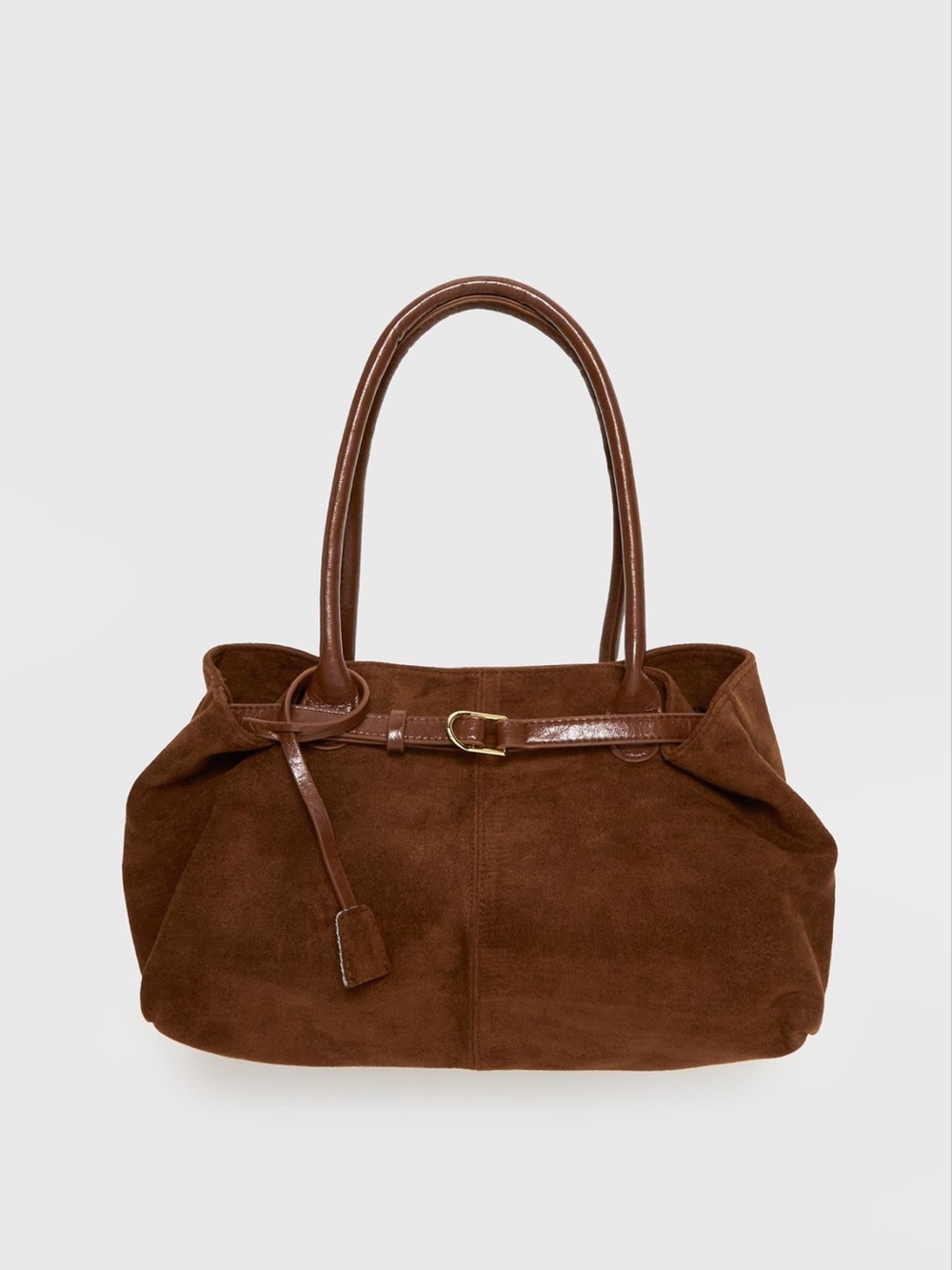 Yearning Faux Suede Buckle Detail Shoulder
Bag Brown - Picture 2 of 6